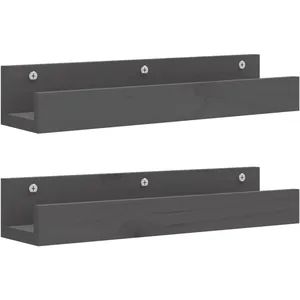 Comparateur de prix : vidaXL Étagères murales 2 pcs Gris 50x12x9 cm Bois de pin massif