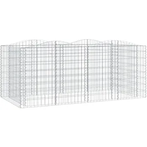 vidaXL Lit surélevé à gabions arqué 200x100x100 cm Fer galvanisé pas cher
