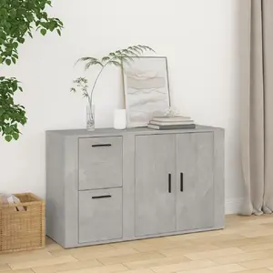 vidaXL Buffet Gris béton 100x33x59,5 cm Bois d'ingénierie pas cher