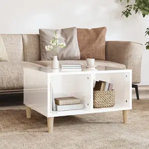 vidaXL Table basse Blanc brillant 60x50x36,5 cm Bois d'ingénierie pas cher