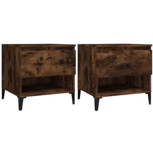 vidaXL Tables d'appoint 2 pcs Chêne fumé 50x46x50 cm Bois ingénierie pas cher
