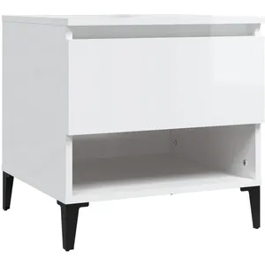 Comparateur de prix : vidaXL Table d'appoint Blanc brillant 50x46x50 cm Bois d'ingénierie