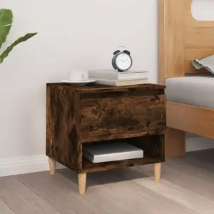 vidaXL Table de chevet Chêne fumé 50x46x50 cm Bois d'ingénierie pas cher