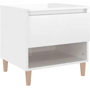 vidaXL Table de chevet Blanc brillant 50x46x50 cm Bois d’ingénierie pas cher