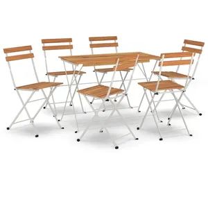 vidaXL Ensemble de bistro pliable 7 pcs bois d'acacia solide et acier pas cher
