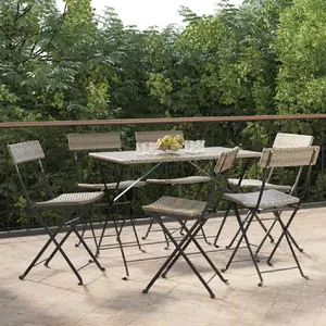 vidaXL Chaises de bistrot pliantes 6 pcs Gris Résine tressée et acier pas cher