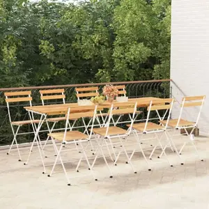 vidaXL Chaises de bistrot pliantes 8 pcs Bois d'acacia solide et acier pas cher