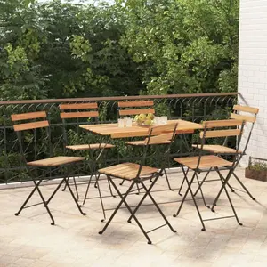 vidaXL Chaises de bistrot pliantes 6 pcs Bois de teck solide et acier pas cher