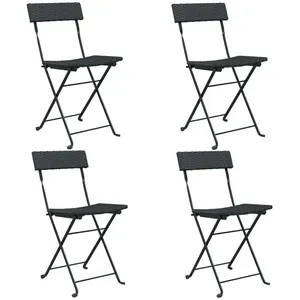 vidaXL Chaises de bistrot pliantes 4 pcs Noir Résine tressée et acier pas cher