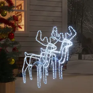vidaXL Rennes de Noël avec têtes mobiles 2 pcs Blanc froid 76x42x87 cm pas cher