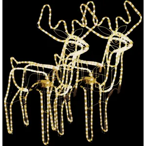 vidaXL Rennes de Noël avec têtes mobiles 2 pcs Blanc chaud