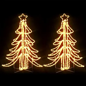 vidaXL Arbres de Noël pliables avec LED 2 pcs Blanc chaud 87x87x93 cmVendu parcarrefour