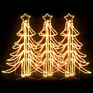 vidaXL Arbres de Noël pliables avec LED 3 pcs Blanc chaud 87x87x93 cm