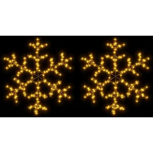 vidaXL Flocons de neige de Noël avec LED 2 pcs Blanc chaud 59x59 cm