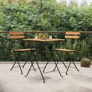 Comparateur de prix : vidaXL Ensemble de bistro pliable 3 pcs Bois de teck massif et acier