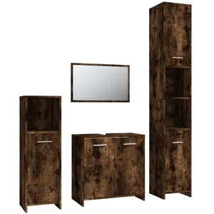 vidaXL Ensemble de meubles de salle de bain 4 pcs Chêne fumé Bois pas cher