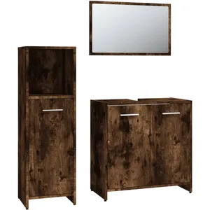 vidaXL Ensemble de meubles de salle de bain 3 pcs Chêne fumé pas cher
