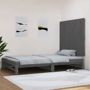 vidaXL Tête de lit murale Gris 108x3x90 cm Bois massif de pin pas cher