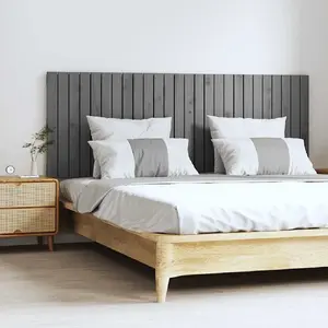 vidaXL Tête de lit murale Gris 166x3x60 cm Bois massif de pin pas cher
