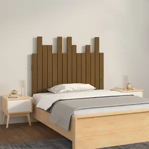 vidaXL Tête de lit murale Marron miel 95,5x3x80 cm Bois massif de pin pas cher