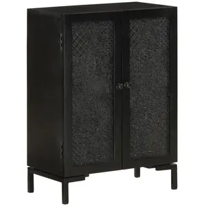 vidaXL Buffet noir 55x30x77 cm bois massif de manguier et fer