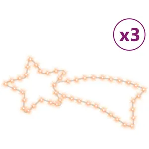 Figures de comète de Noël 48 LED 3 pcs Blanc chaud 65x28 cm vidaXL pas cher