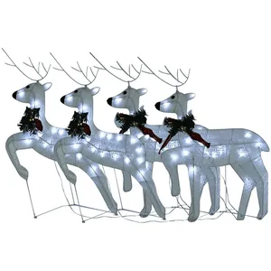 Comparateur de prix : vidaXL Rennes de Noël 4 pcs Blanc 80 LED