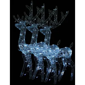 Comparateur de prix : vidaXL Décorations de Noël de renne Acrylique 3 pcs 120 cm Blanc froid