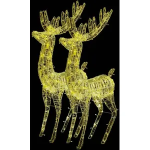 vidaXL Rennes de Noël XXL Acrylique 250 LED 2 pcs 180 cm Blanc chaud