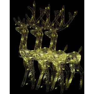 Comparateur de prix : vidaXL Décorations de Noël de renne Acrylique 3 pcs 120 cm Blanc chaud