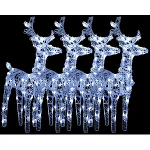 vidaXL Rennes de Noël 4 pcs 160 LED Blanc froid Acrylique