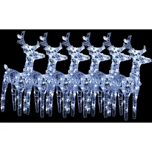 vidaXL Rennes de Noël 6 pcs 240 LED Blanc froid Acrylique