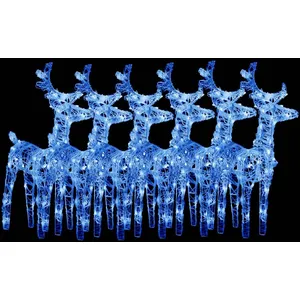 Comparateur de prix : vidaXL Rennes de Noël 6 pcs 240 LED Bleu Acrylique