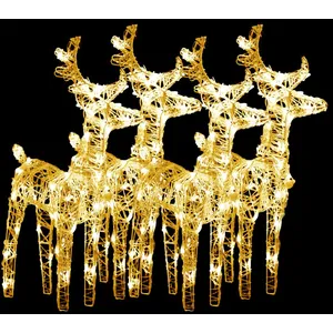 Comparateur de prix : vidaXL Rennes de Noël 4 pcs 160 LED Blanc chaud Acrylique