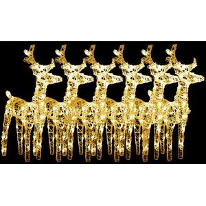 vidaXL Rennes de Noël 6 pcs 240 LED Blanc chaud AcryliqueVendu parcarrefour
