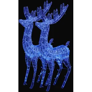 vidaXL Rennes de Noël XXL Acrylique 250 LED 2 pcs 180 cm Bleu