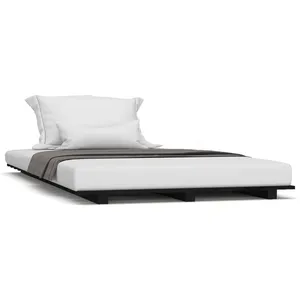 vidaXL Cadre de lit Noir 90x190 cm Bois de pin massif pas cher