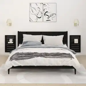 Comparateur de prix : vidaXL Étagères de chevet murales 2 pcs Noir Bois de pin massif