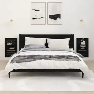 Comparateur de prix : vidaXL Étagères de chevet murales 2 pcs Noir Bois de pin massif
