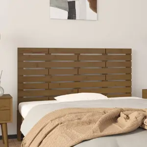 vidaXL Tête de lit murale Marron miel 126x3x63 cm Bois massif de pin pas cher