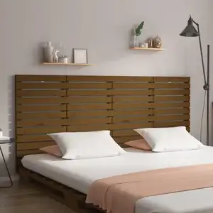vidaXL Tête de lit murale Marron miel 156x3x91,5 cm Bois massif de pin pas cher