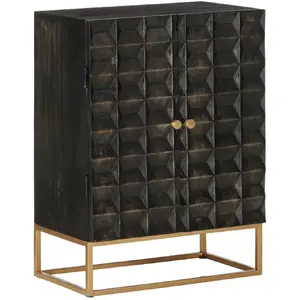 vidaXL Buffet Noir 55x34x75 cm Bois massif de manguier et fer