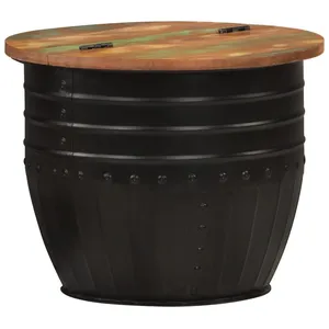 vidaXL Table basse noir 50x39,5 cm bois de récupération massif pas cher