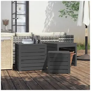 vidaXL Ensemble de boîtes de jardin 3 pcs gris bois de pin massif pas cher