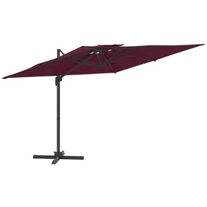 vidaXL Parasol cantilever à double toit Bordeaux Rouge 300x300 cm pas cher