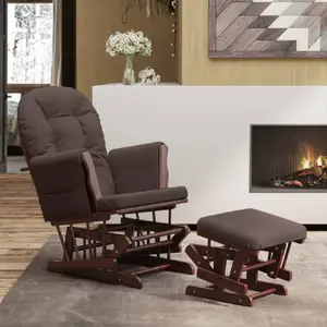 Comparateur de prix : vidaXL Chaise berçante avec repose-pied Marron Tissu