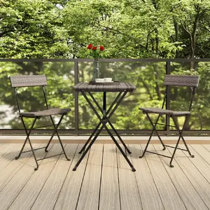 Comparateur de prix : vidaXL Ensemble de bistro pliable 3 pcs Gris Résine tressée