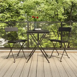 Comparateur de prix : vidaXL Ensemble de bistro pliable 3 pcs Noir Résine tressée