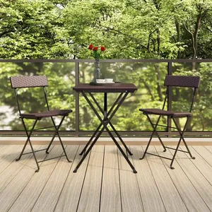Comparateur de prix : vidaXL Ensemble de bistro pliable 3 pcs Marron Résine tressée