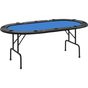 Mesa De Póquer Profesional VidaXL Mesa De Póquer Plegable Para 8 Jugadores – Azul, 108x108x75 Cm, Con Portavasos Y Borde Acolchado